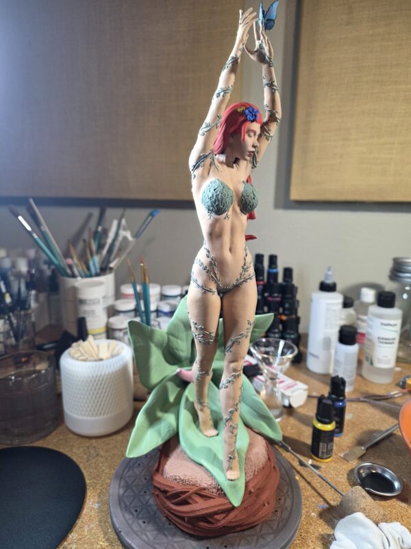 Hand-Painted Poison Ivy Fan Art Statue - 17 Inch Signed Collectible