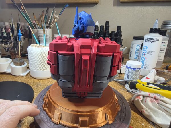 Hand-Painted Optimus Prime Inspired Bust, One-of-a-Kind Display Piece