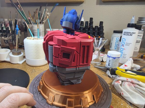 Hand-Painted Optimus Prime Inspired Bust, One-of-a-Kind Display Piece