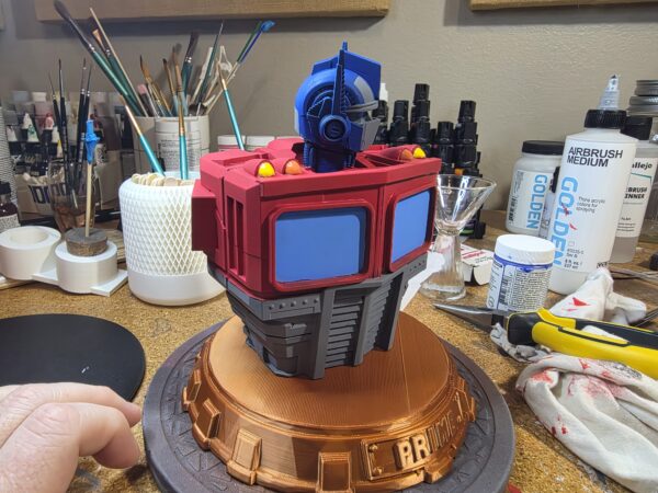 Hand-Painted Optimus Prime Inspired Bust, One-of-a-Kind Display Piece