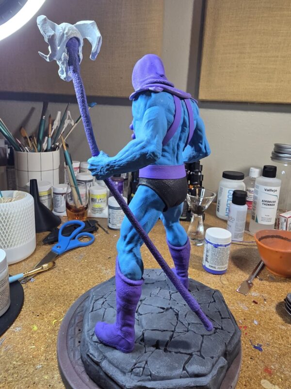 Hand-Painted Skeletor-Inspired Fan Art Statue - One-of-a-Kind Display Piece