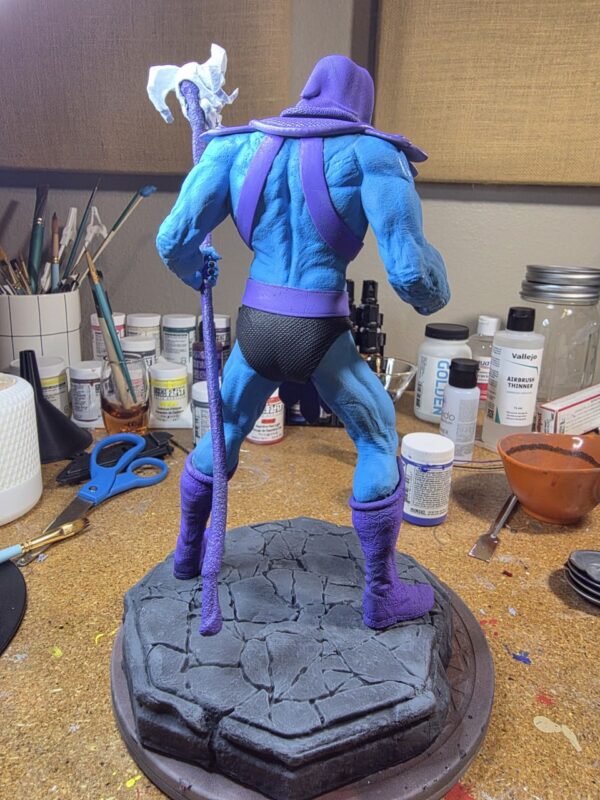 Hand-Painted Skeletor-Inspired Fan Art Statue - One-of-a-Kind Display Piece